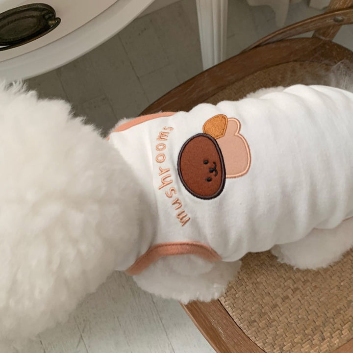 Baumwollstretch-Hundeshirt mit Pilz-Applikation