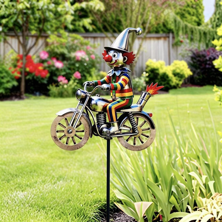 Garten Dekor Clown auf Motorrad Karnz