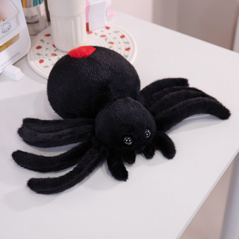Plüsch Rot-Punkt-Spinne Stofftier mit beweglichen Beinen und glänzenden Sicherheitsaugen Karnz