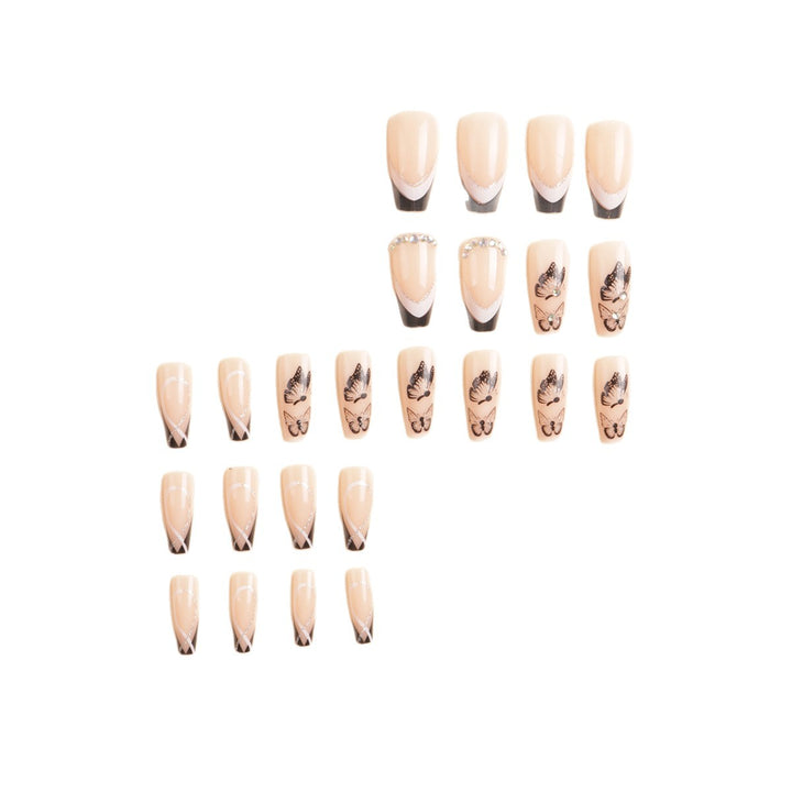 Künstlerische Lange Stiletto Press-On Nagelkunst mit Schmetterlingsdesign Karnz