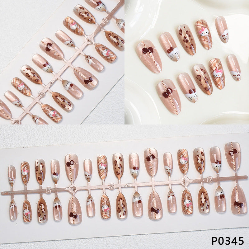 Verspieltes Tierdruck Press-On Nagelset Karnz