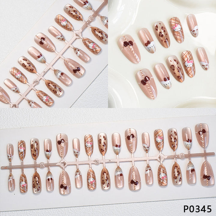 Verspieltes Tierdruck Press-On Nagelset Karnz