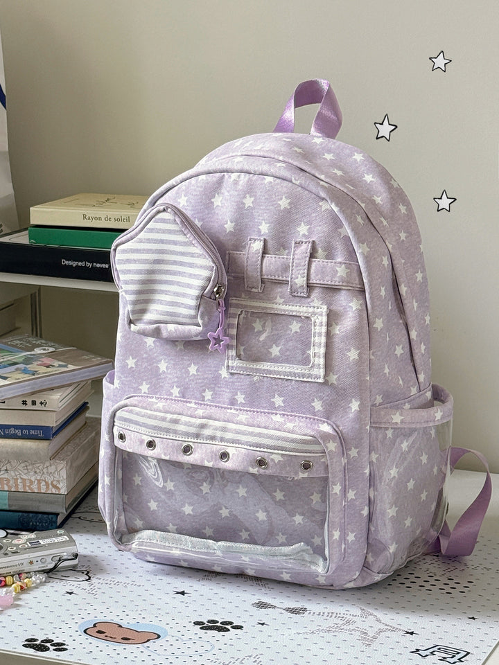 Stilvoller Mehrfach-Taschen Klar-Panel Rucksack Karnz