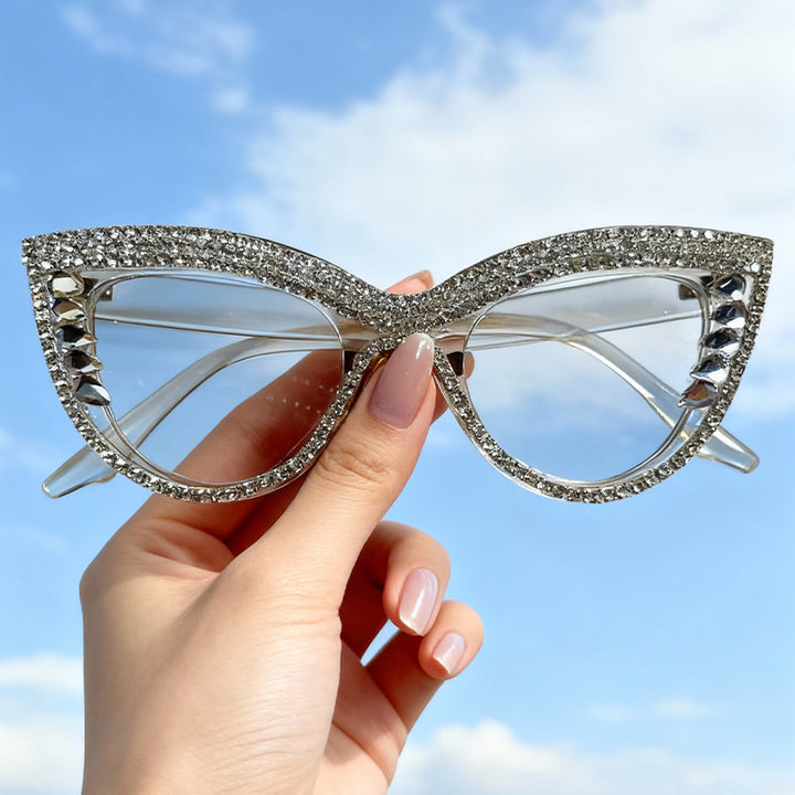 Rhinestone-beschmückte Cat-Eye-Brillen Karnz