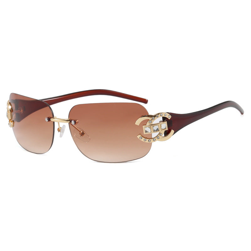 Damen modische Sonnenbrille mit luxuriösem Geometrie-Rahmen und schützendem UV-Filter Karnz