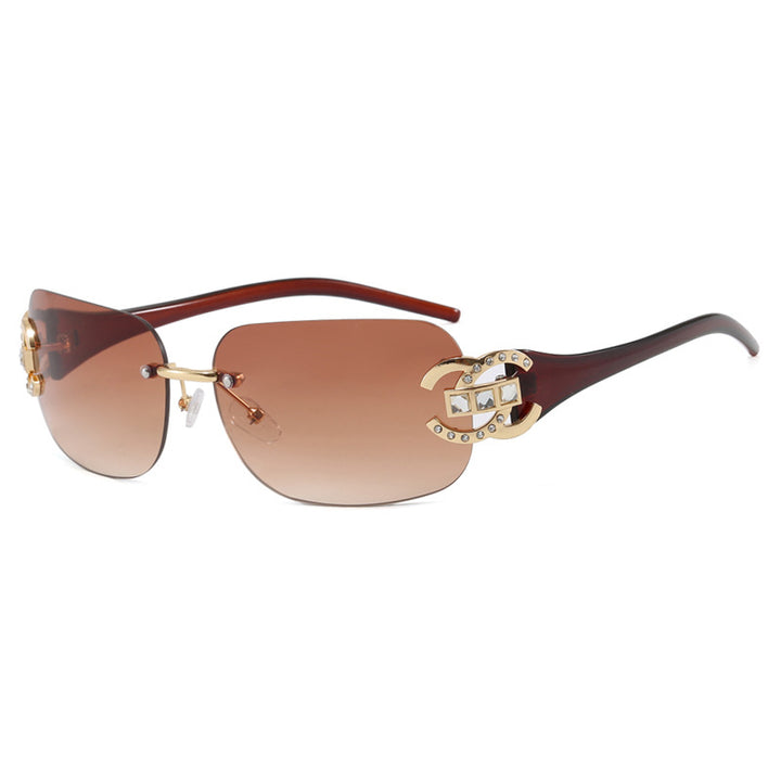 Damen modische Sonnenbrille mit luxuriösem Geometrie-Rahmen und schützendem UV-Filter Karnz