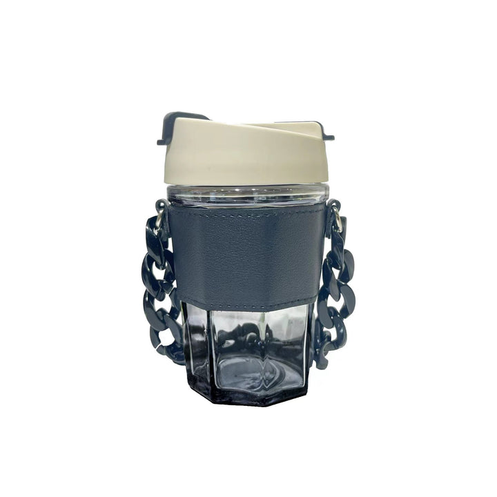 Damen trendiger Glasbecher mit Ketten-Tragegurt Karnz