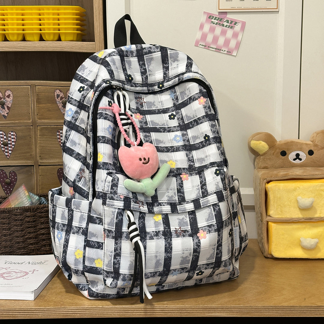 Stylische Schachbrettdruck-Rucksack Karnz