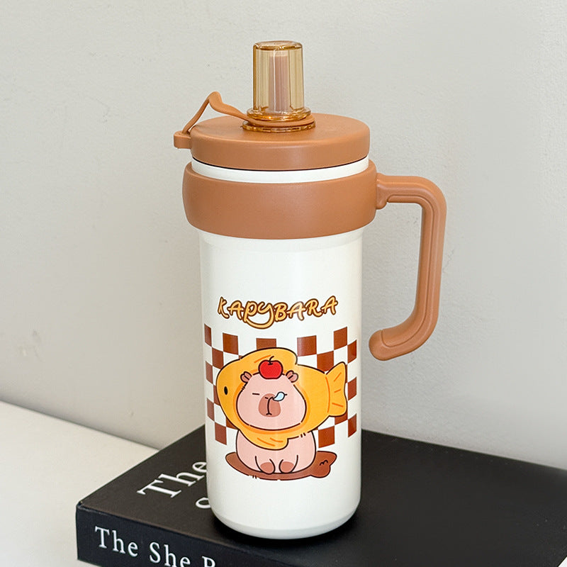 Damen Isolierte Trinkflasche mit praktischem Tragegriff und lustigem Tierdesign Karnz