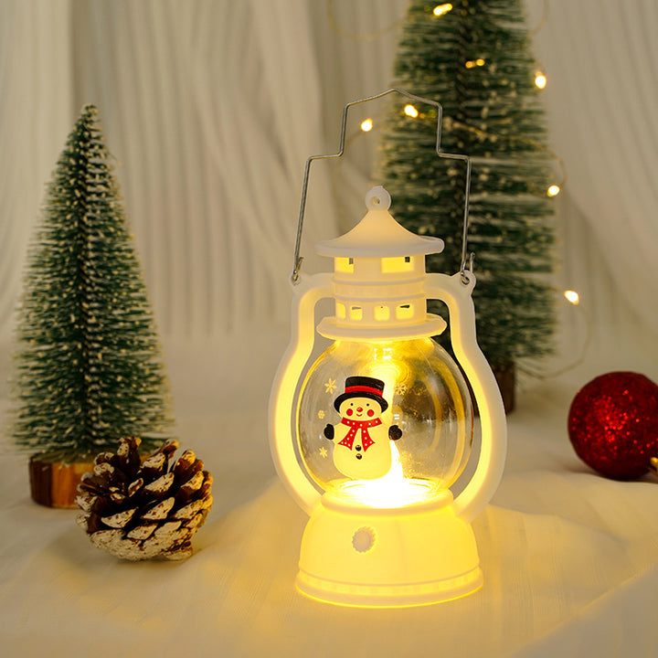 Dekorative LED-Weihnachtslaterne Nachtlicht mit Glasglobus Frohe Weihnachten-Inschrift und Metallgriff