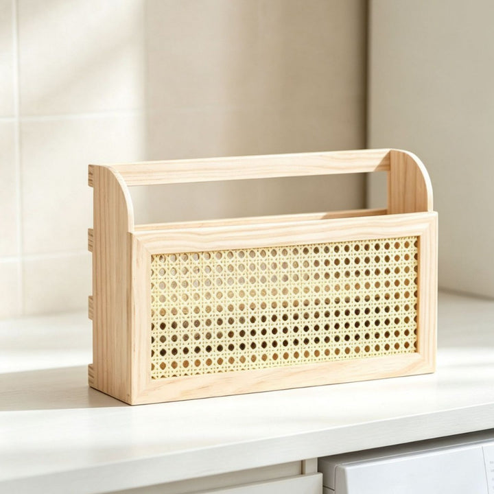 Schicke Aufbewahrungskiste Aus Holz und Rattan Karnz