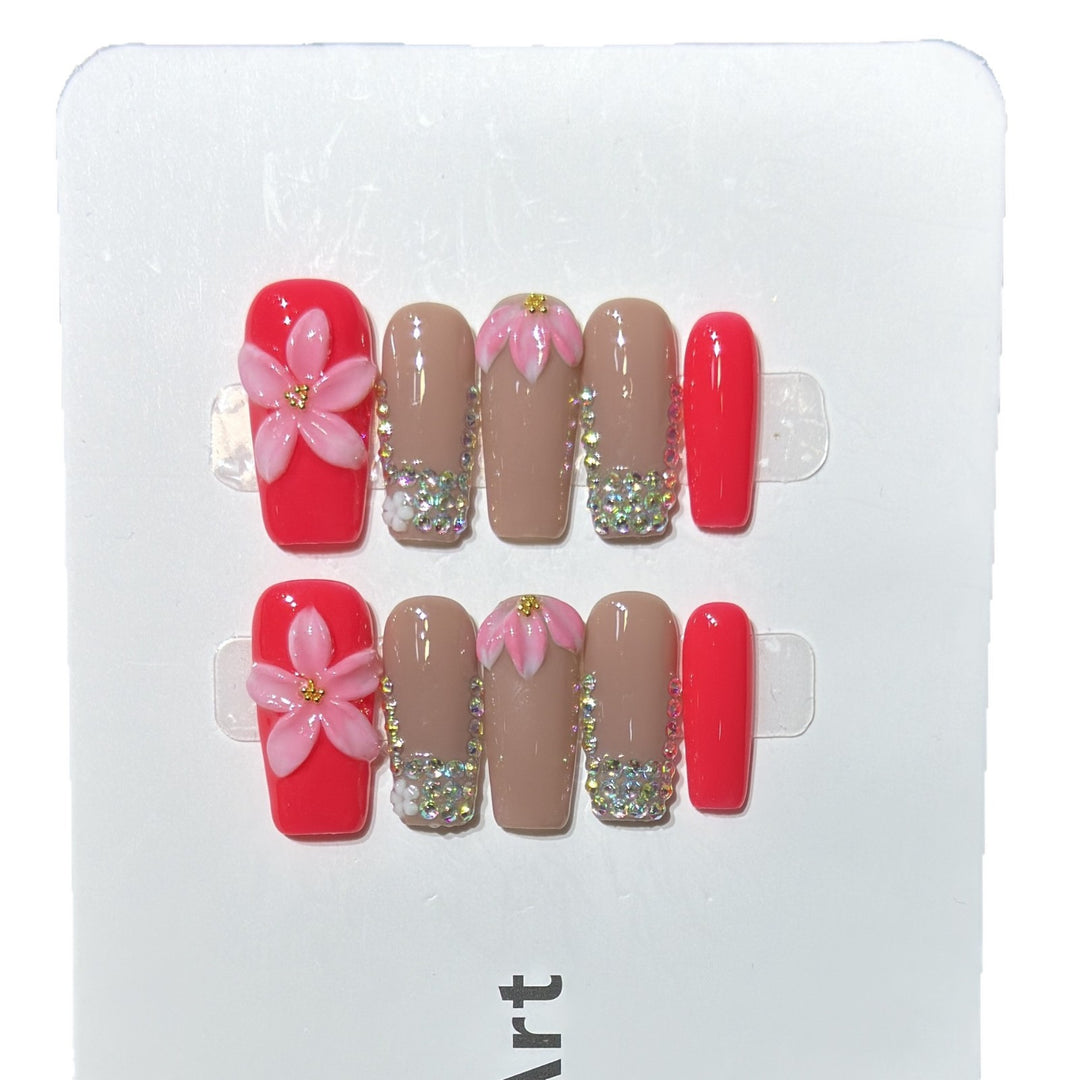 Dekoratives Floral Press-On Nagelkunstset Karnz 1788224002