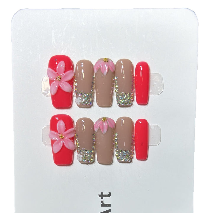 Dekoratives Floral Press-On Nagelkunstset Karnz 1788224002