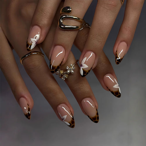 Exquisite Floral Design Stiletto Nails Karnz