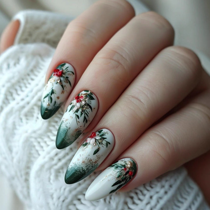 Glamouröse Kunstnägel mit Floralen Akzenten Karnz