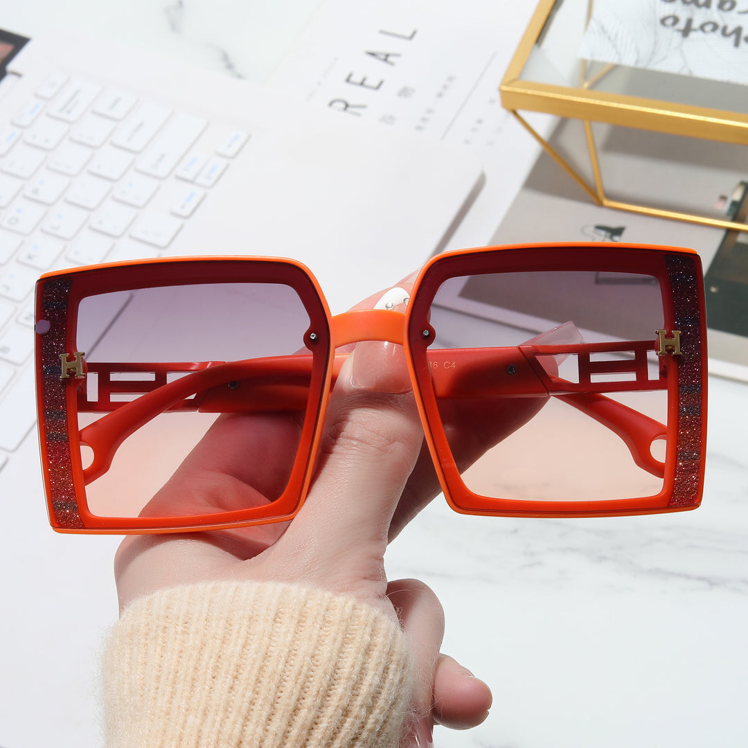 Damen modische Sonnenbrille mit extravagantem, rechteckigem Rahmen Karnz