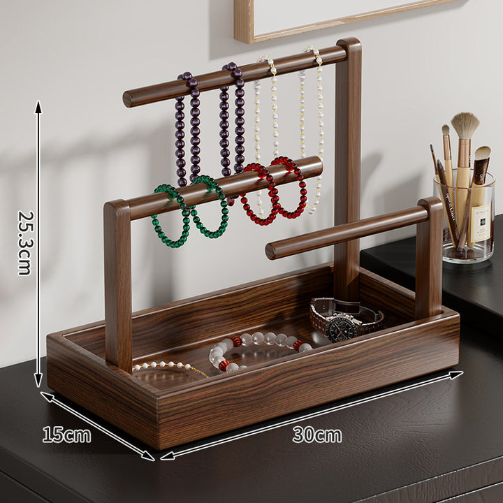 Holz Schmuck Organizer mit zwei Ebenen und Aufhängebügeln