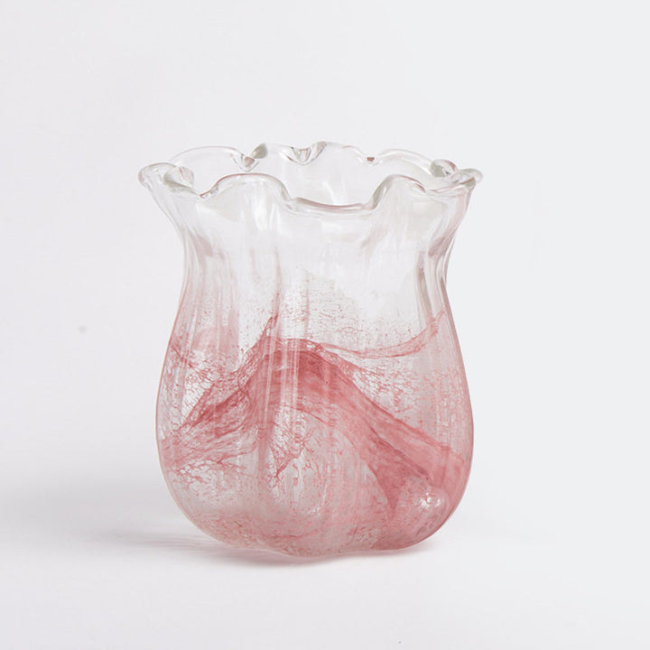 Handgeblasen Rüschentulpen Kunstglas Dekorative Vase Karnz