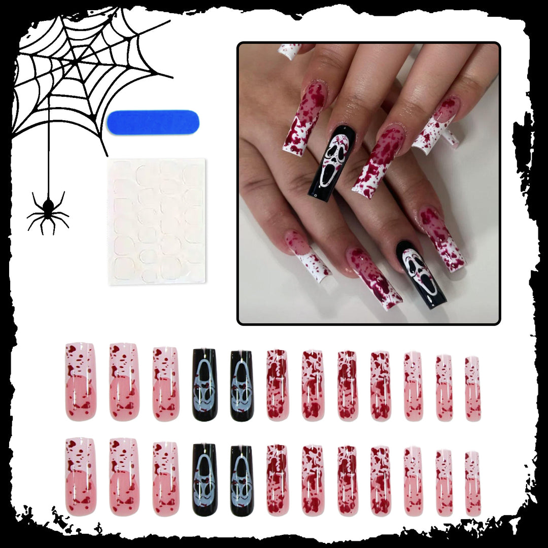 Halloween Kunstnagelset mit aufregenden blutigen Designs und gruseligen Motiven Karnz