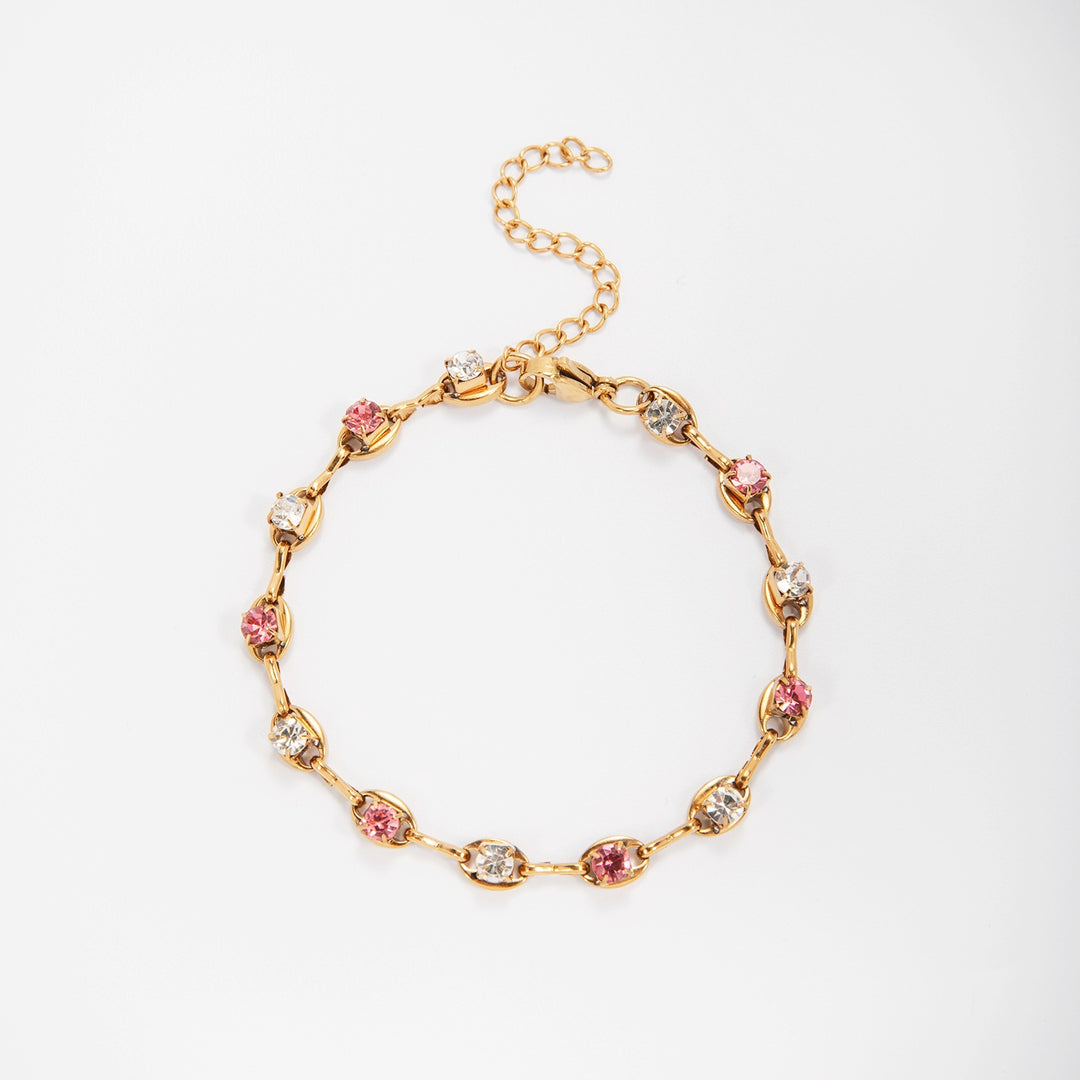 Eleganter Edelstein Akzent Link Armband Karnz