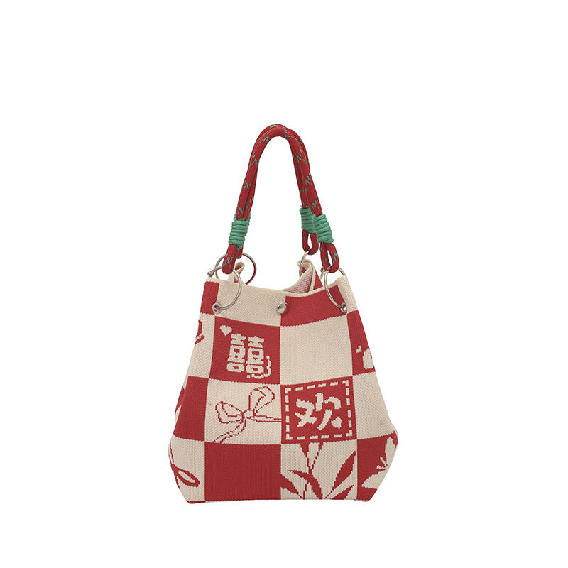 WoFloral Print Texturiertes Handtasche Karnz
