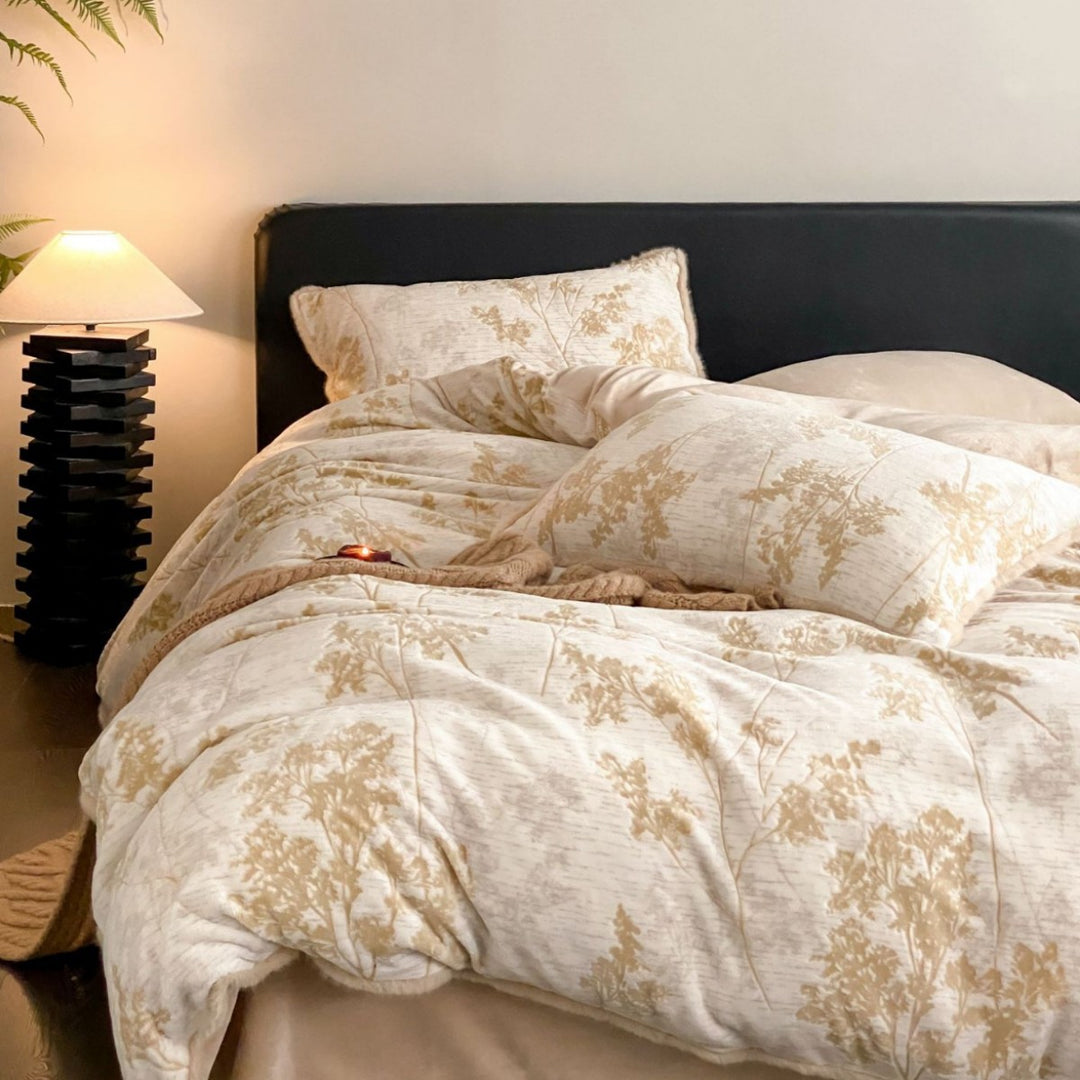 Umkehrbare Plüsch-Mikrofleece-Bettbezug-Garnitur mit Pom-Pom-Tassel-Kissenbezügen