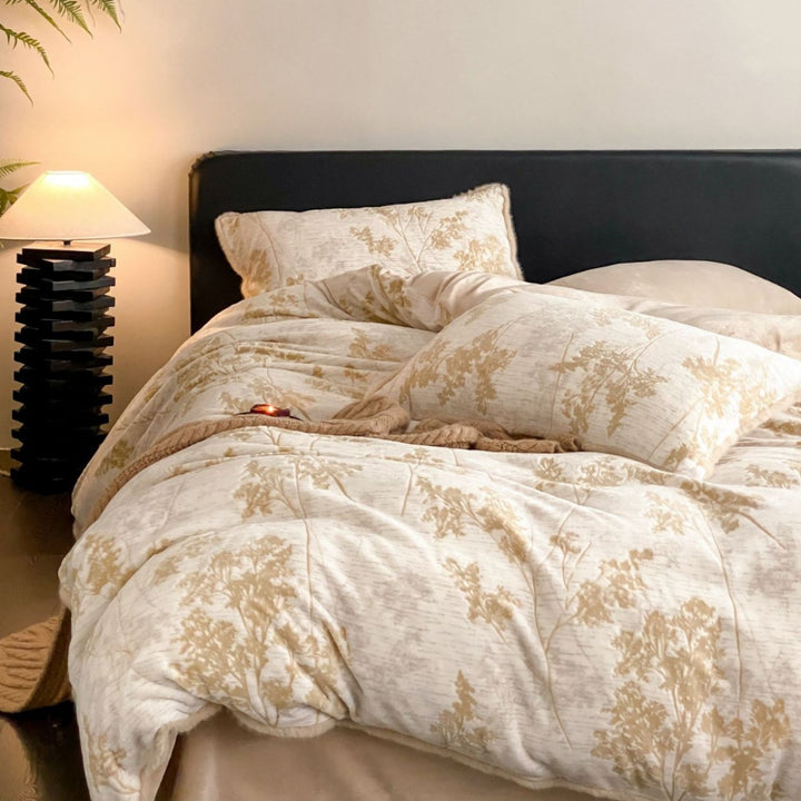 Umkehrbare Plüsch-Mikrofleece-Bettbezug-Garnitur mit Pom-Pom-Tassel-Kissenbezügen