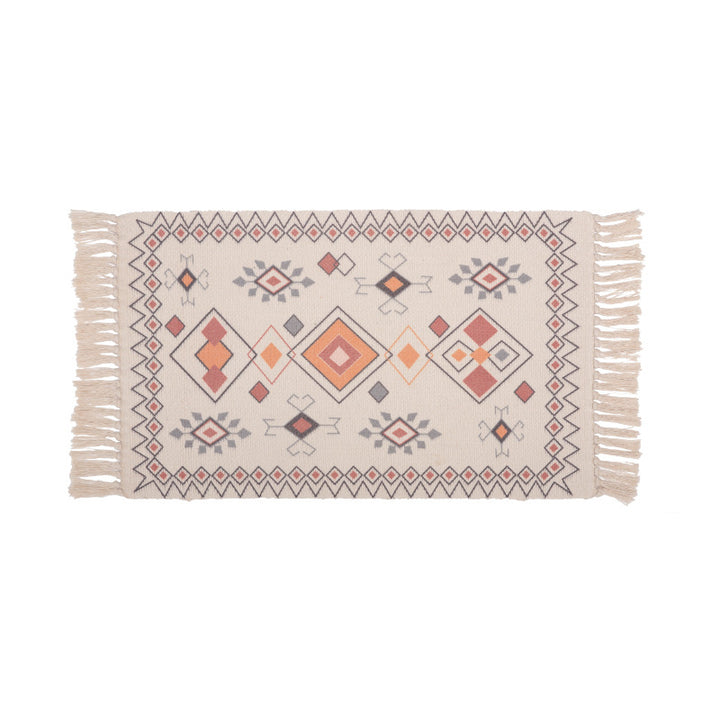 Dekorativer Läufer für Esstisch und Konsole im Boho‑Mandala‑Design mit Fransen Karnz