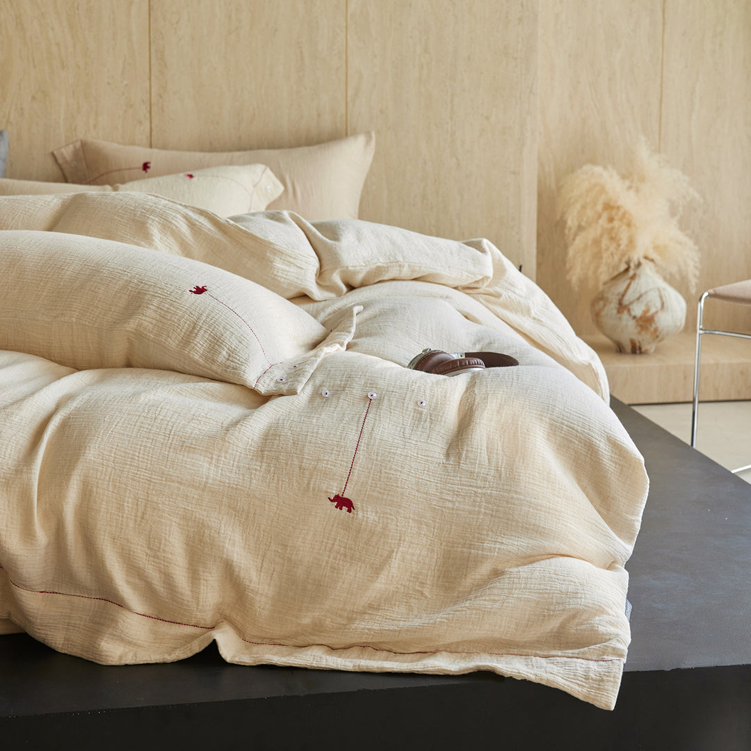 Luxus gewaschenes Leinen Bettbezug Set mit Knopfverschluss