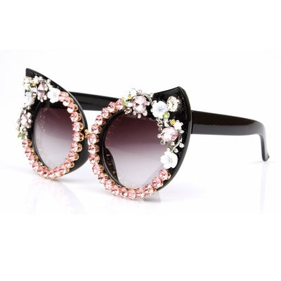 Damen Cat-Eye Sonnenbrille mit funkelnden Schmucksteinen Karnz