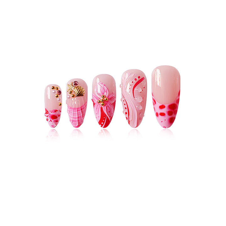 Florales Design Stiletto Press-On Nägel Karnz