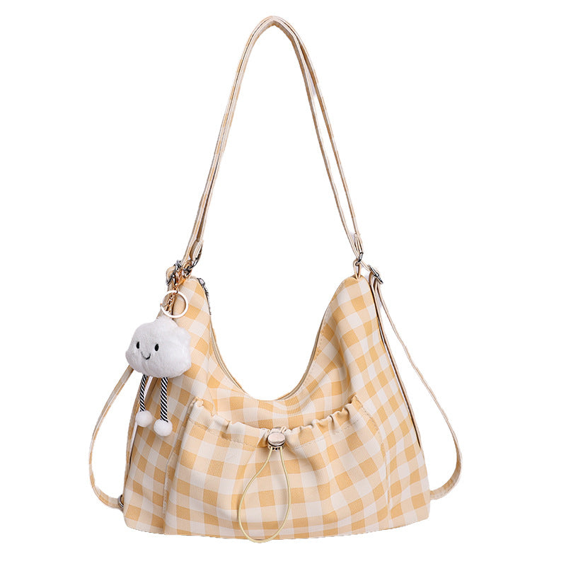 Gingham-Print Schlapp Schultertasche