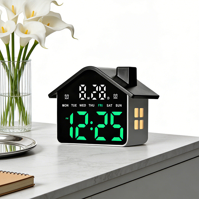 Digitaler Alarmwecker im kreativen Hausdesign Karnz