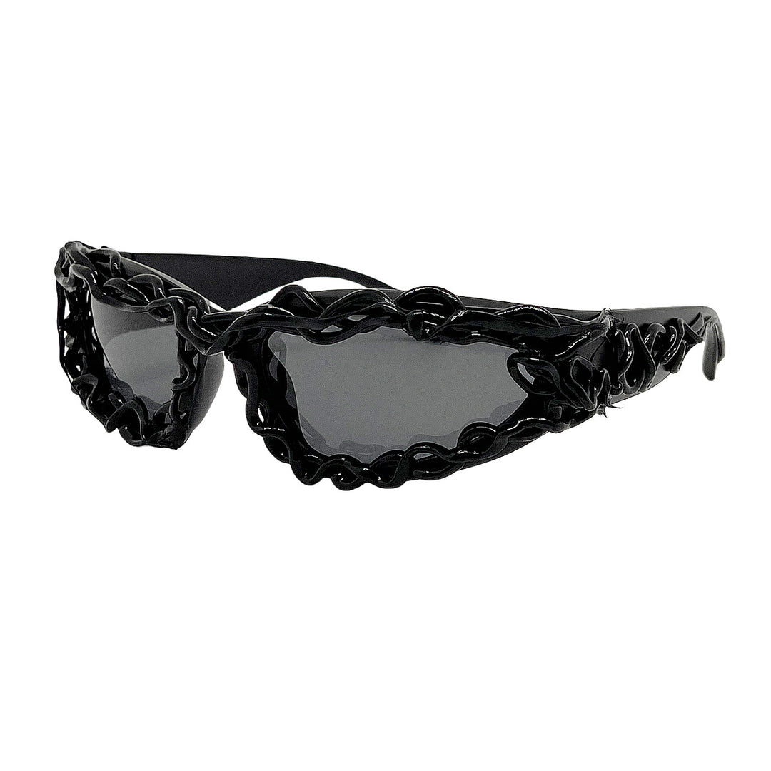 Damen extravagante Design-Sonnenbrille mit kreativem strukturierter Rahmen Karnz