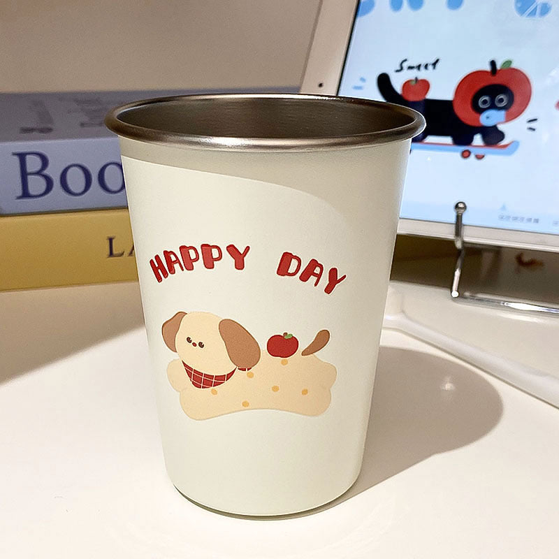 Edelstahl Trinkbecher mit Fröhlichem Hunde-Motiv Karnz