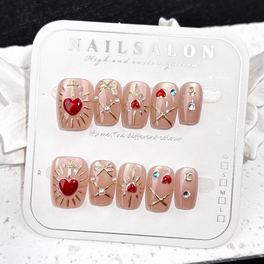 Dekorativer Acryl Press-On Nageldesign Satz