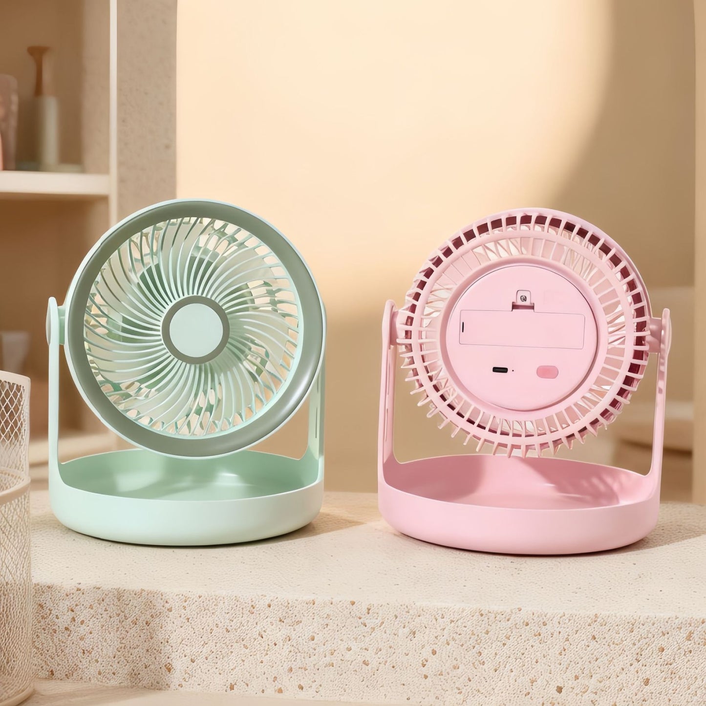 Damen Tischventilator mit neigbarem Kopf und leisen Betriebsmodus Karnz