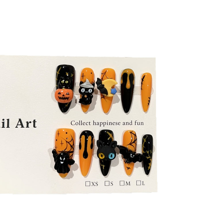 Halloween-Themen 3D Press-On Nagelkunst Set