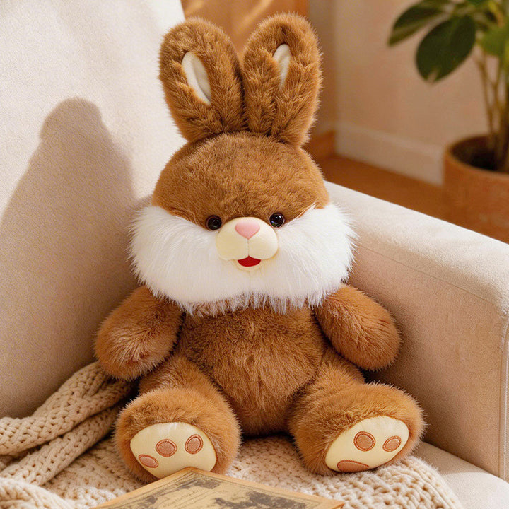 Plüschhase Sitzen Kuschelbegleiter mit Flauschigen Wangenrüschen & Bestickten Pfotenpads Karnz