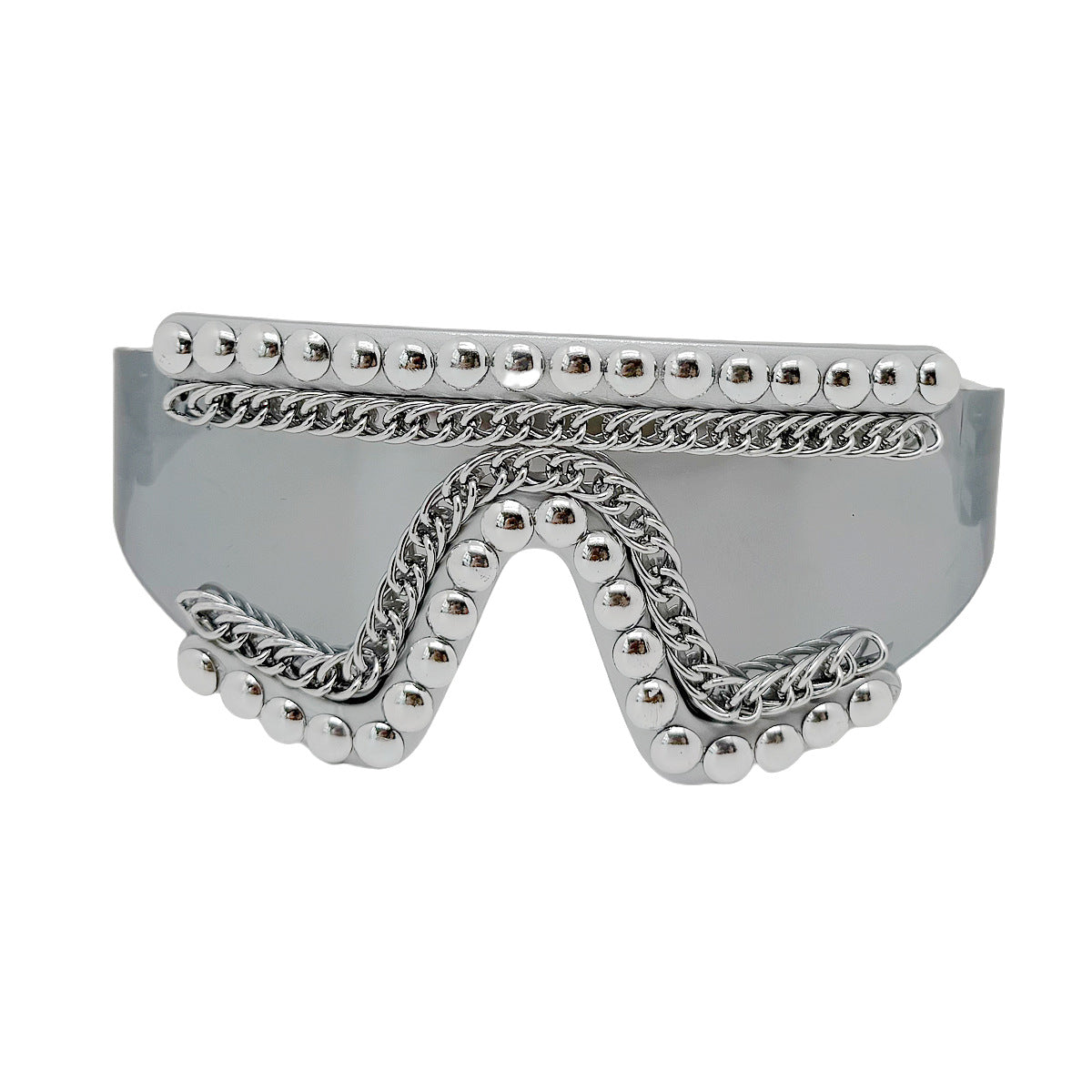 Damen Fashion-Sonnenbrille mit luxuriösem Kettenrahmen und schimmernden Akzenten Karnz