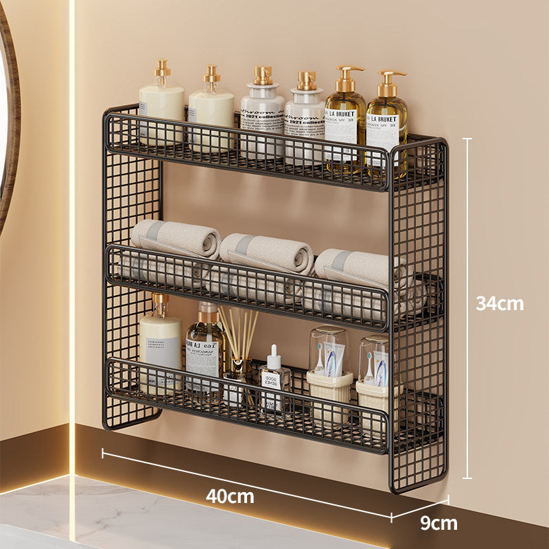 Dreifach-Tier Wandmontierter Metallgitter Badezimmer-Organizer Regal
