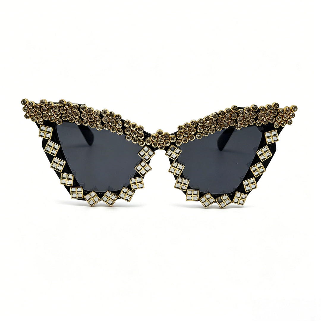 Damen Designer-Sonnenbrille mit glamourösem kristallverziertem Rahmen Karnz