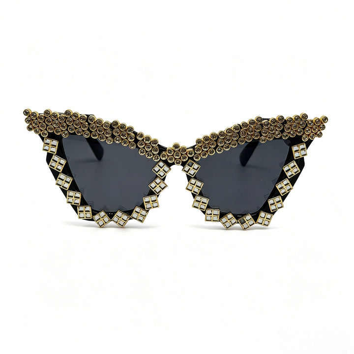 Damen Designer-Sonnenbrille mit glamourösem kristallverziertem Rahmen Karnz