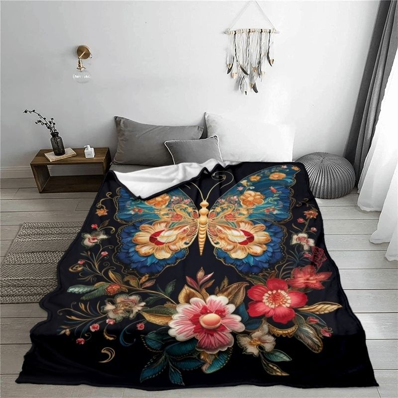 Elegante florale Schmetterlings-Wurfdecke