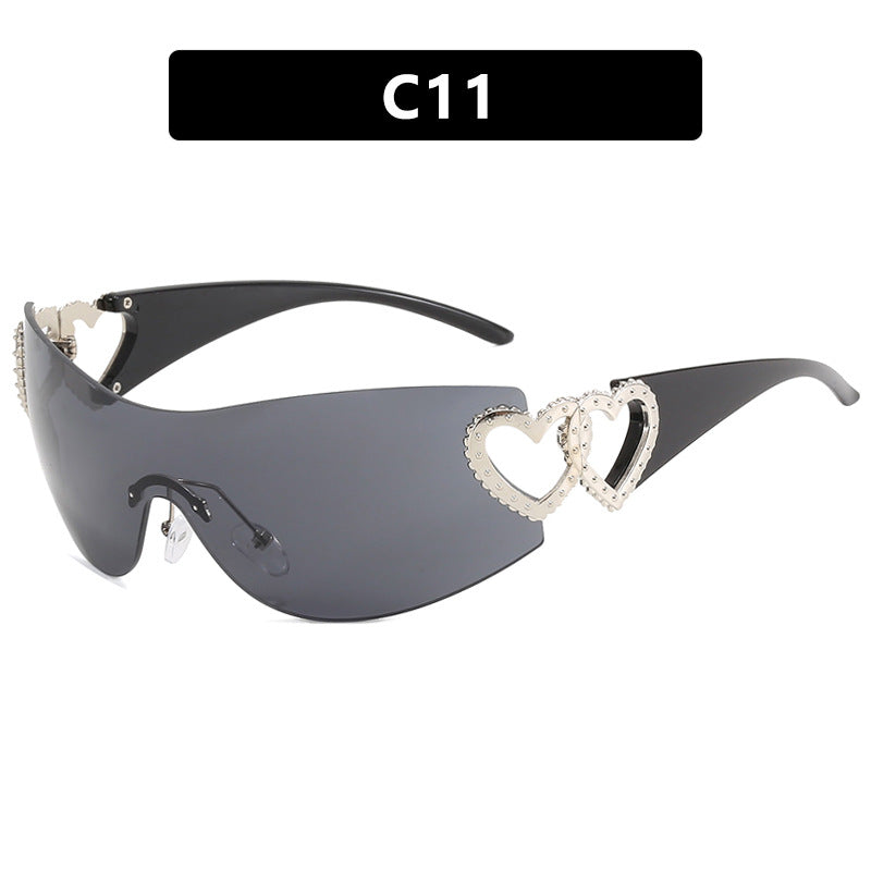 Damen Fashion-Sonnenbrille mit Herz-Applikationen Karnz