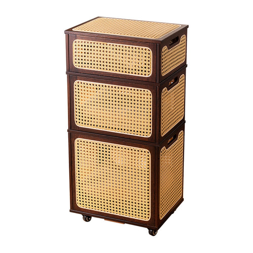 Aufbewahrungshocker Mit Praktischen Rollen Und Stilvollem Rattan-Design Karnz