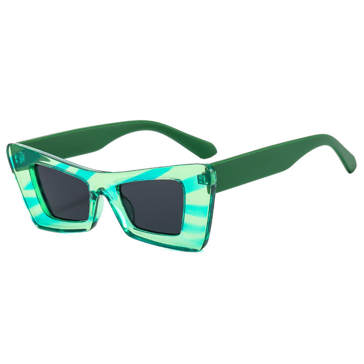 Damen auffällige Designer-Sonnenbrille mit modernem Prisma-Rahmen Karnz