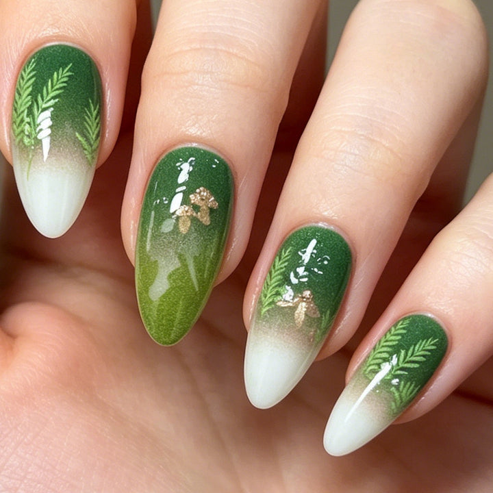 Elegante blatt-inspirierte Stiletto-Nagelverbesserungen Karnz