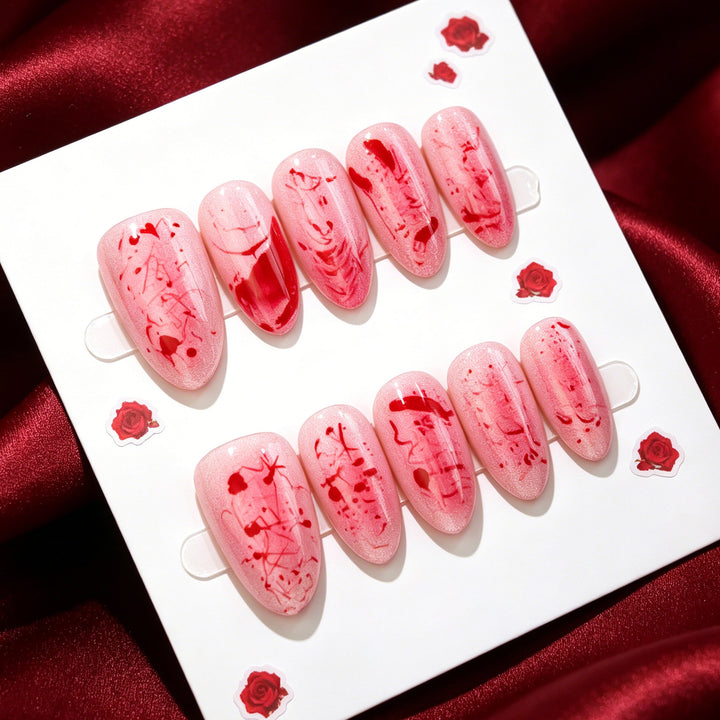 Künstlerisches Press-On Nagelkunst Set mit floralem Akzent