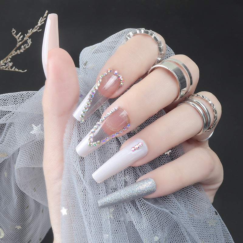 Rhinestone-verzierte lange Press-On Nägel Karnz